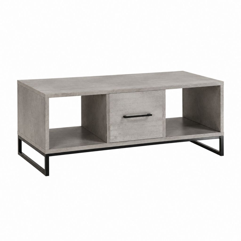 Couchtisch Betonoptik mit Schublade und Ablagefächern 100 x 60 x 45 cm