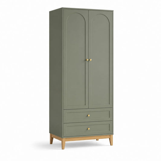 Kleiderschrank 2 Türen 2 Schubladen Olivgrün MDF Rechteckig 90 x 190 x 50 cm