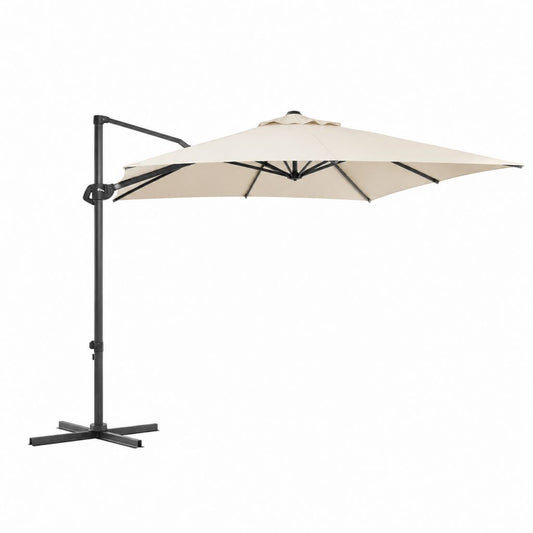 Ampelschirm Beige Polyester quadratisch 300 x 300 cm mit Stahlgestell