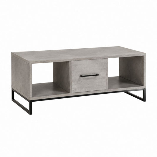 Couchtisch Betonoptik mit Schublade und Ablagefächern 100 x 60 x 45 cm