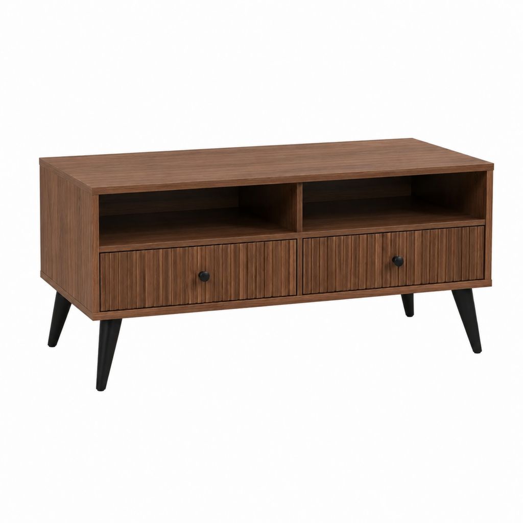 Couchtisch mit Stauraum Walnussdekor MDF rechteckig 120 x 40 x 50 cm