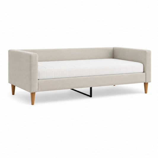 Schlafsofa Beige mit Polyesterbezug und Liegefläche 90 x 200 cm
