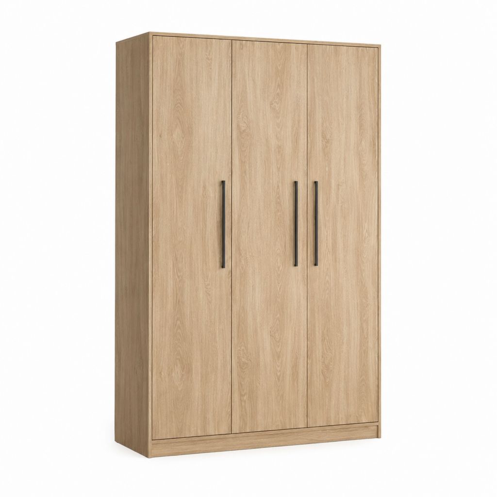 Kleiderschrank 3-türig eichefarben Spanplatte rechteckig 120 x 60 x 200 cm