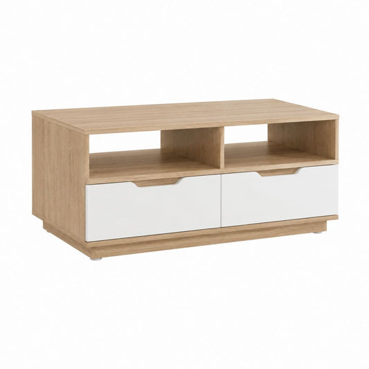 Couchtisch mit Stauraum Eichefarben Weiß Spanplatte rechteckig 120 x 60 x 45 cm