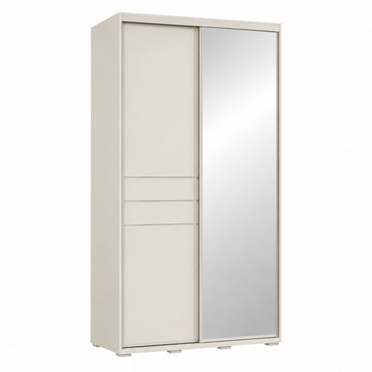 Schwebetürenschrank Weiß mit Spiegel Spanplatte 120 x 60 x 200 cm