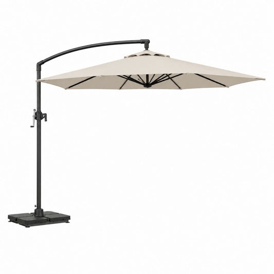 Ampelschirm Sonnenschirm beige Polyester quadratisch 300 x 300 cm mit Stahlgestell