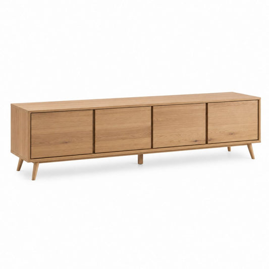 TV-Lowboard Eiche furniert rechteckig mit 4 Türen 200 x 40 x 55 cm
