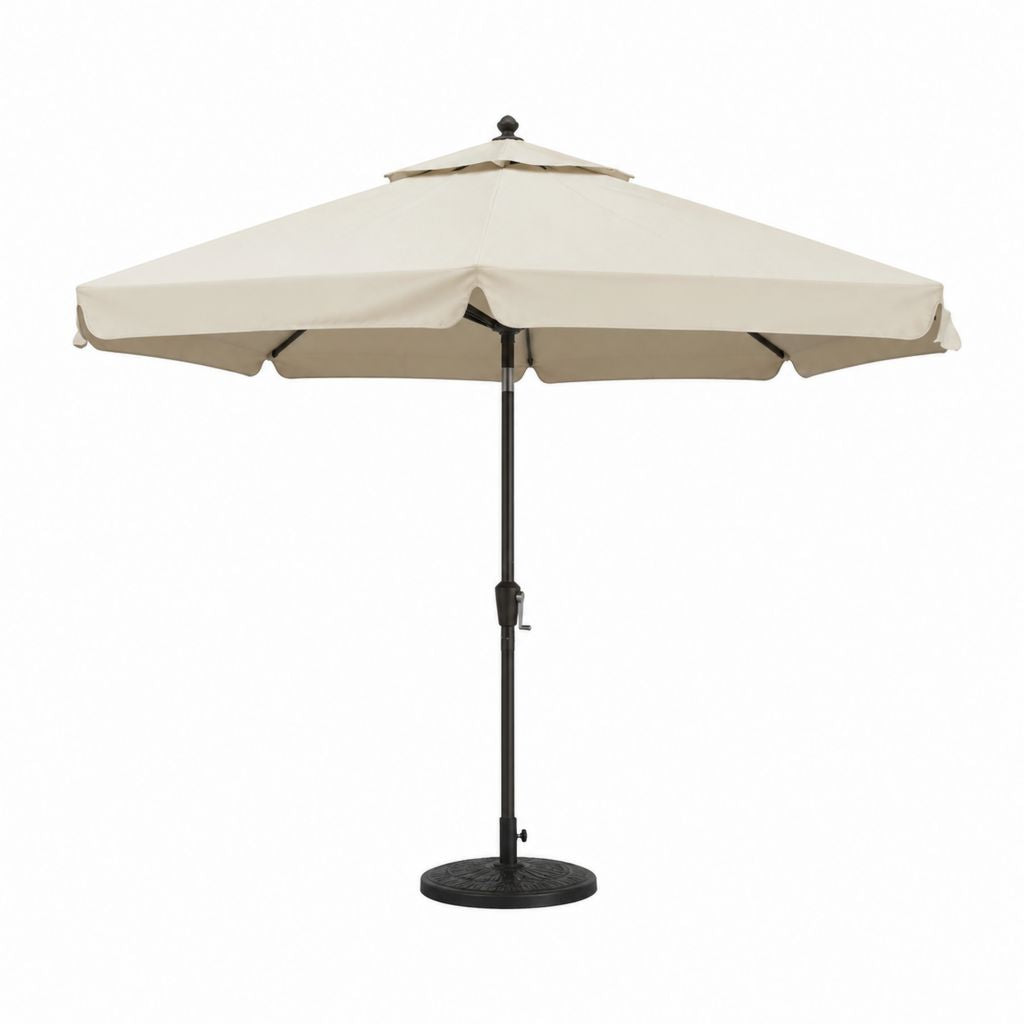Gartenschirm mit Kurbel Creme Polyester Stahl achteckig Ø 270 cm Höhe 245 cm