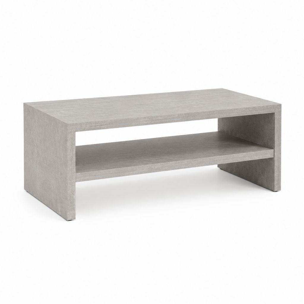 Couchtisch Grau Spanplatte rechteckig mit Ablagefach 100 x 60 x 45 cm