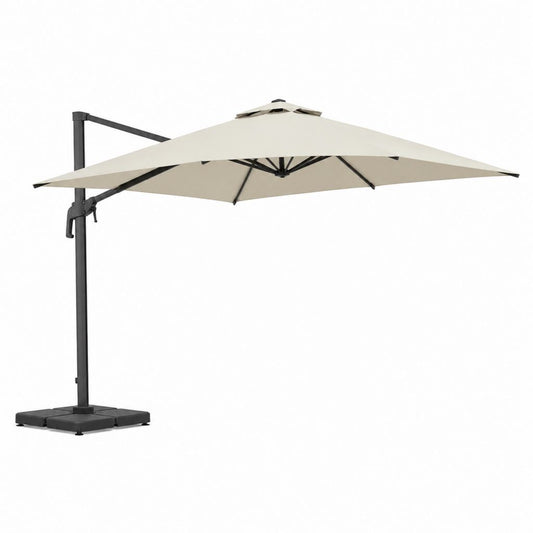 Sonnenschirm Ampelschirm Beige Polyester Stahl Quadratisch 300 x 300 cm Höhe 250 cm
