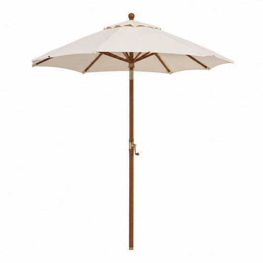 Sonnenschirm Creme Polyester achteckig Ø 300 cm Höhe 255 cm mit Holzgestell