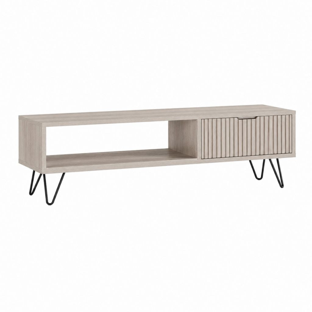 TV Lowboard Hellgrau MDF Rechteckig 120 x 40 x 45 cm mit Schiebetür und offenem Fach