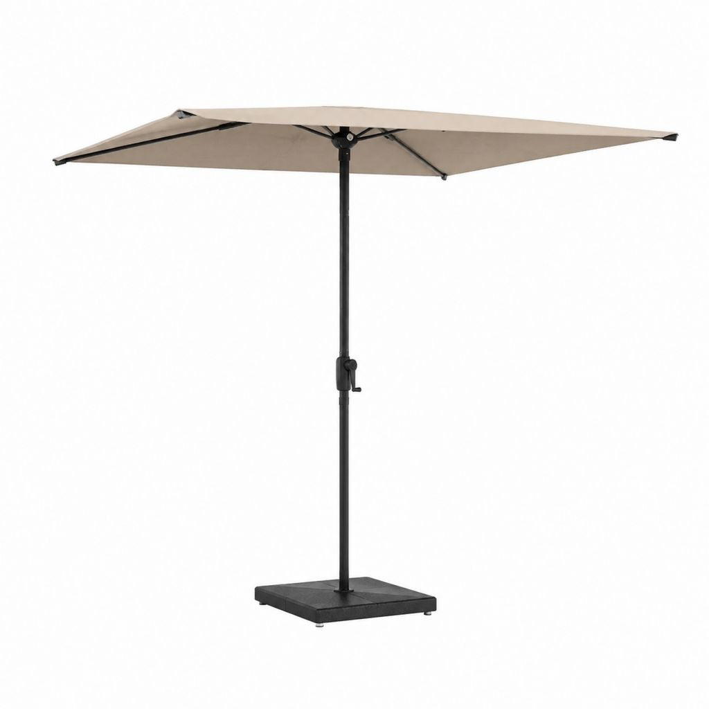 Garten-Sonnenschirm quadratisch Beige Polyester Stahl 250 x 250 cm mit Kurbel und Standfuß