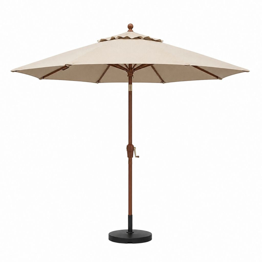 Gartenschirm mit Schirmständer Beige Polyester Massivholz Rund Ø 300 cm
