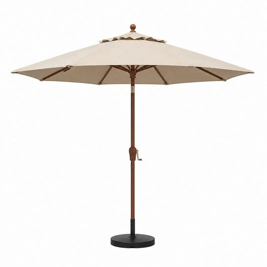 Gartenschirm mit Schirmständer Beige Polyester Massivholz Rund Ø 300 cm