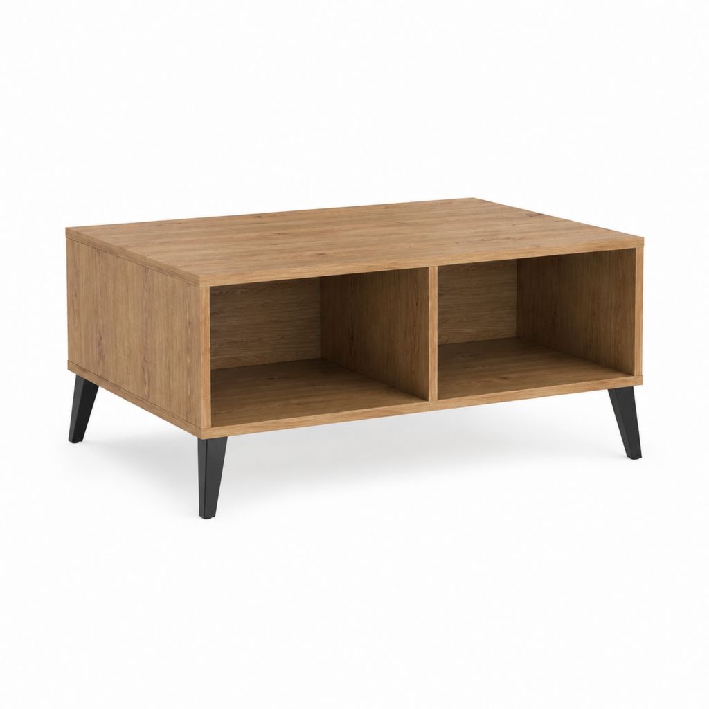 Couchtisch mit 2 offenen Fächern Eichefarben Spanplatte Rechteckig 100 x 60 x 45 cm
